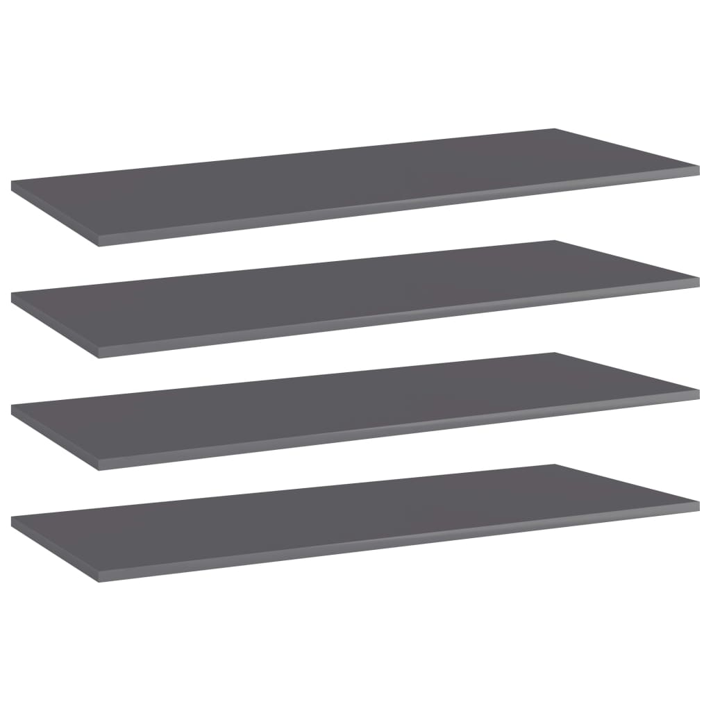 Berkfield Bookshelf Boards 4 pcs High Gloss Grey 100x40x1.5 cm Engineered Wood