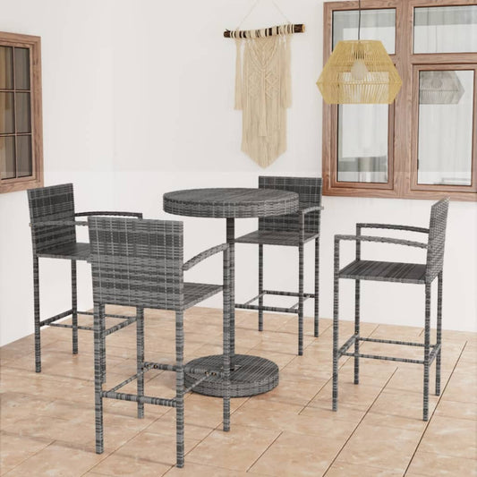 Berkfield 5 Piece Garden Bar Poly Rattan Grey
