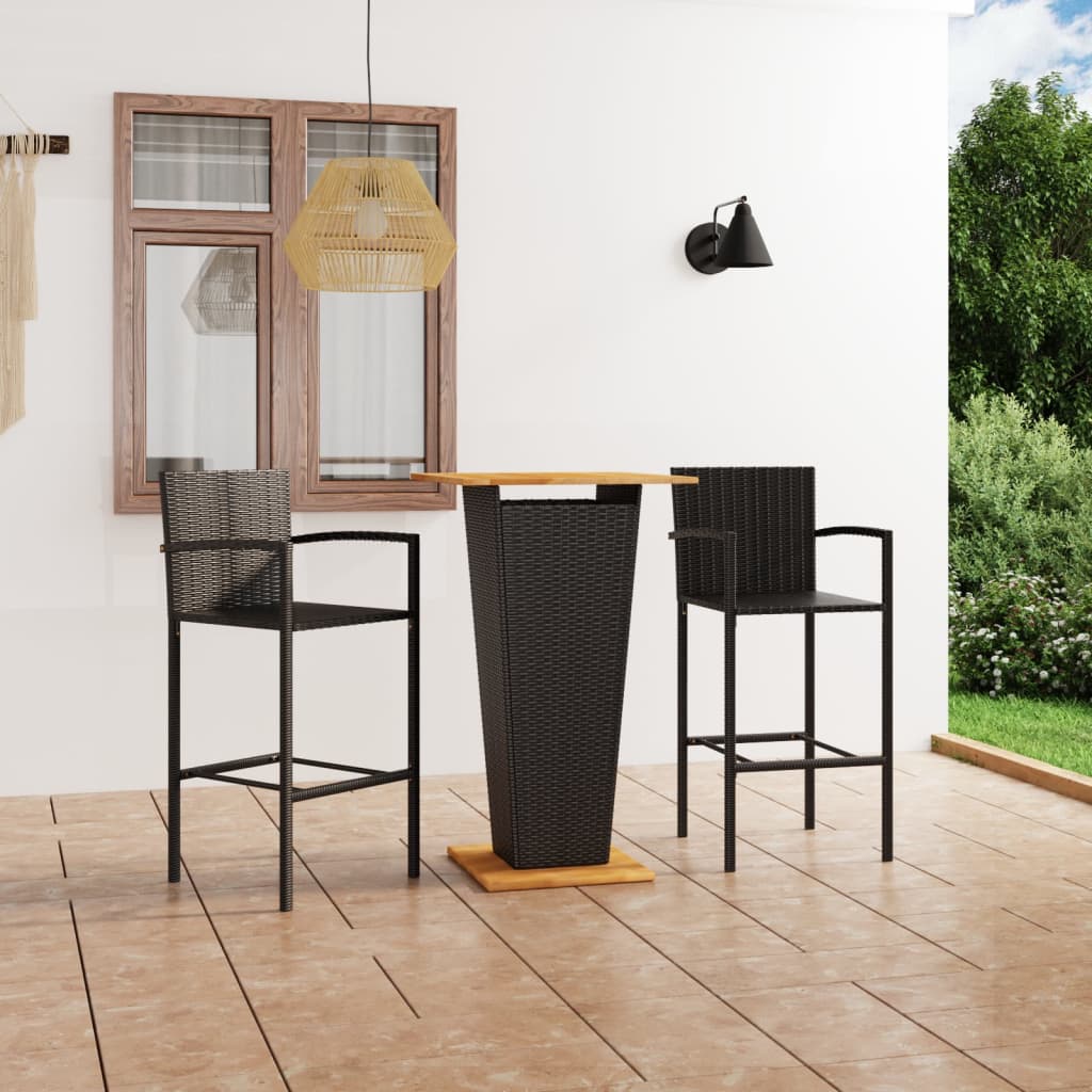 Berkfield 3 Piece Garden Bar Set Black
