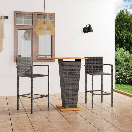 Berkfield 3 Piece Garden Bar Set Grey