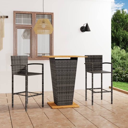 Berkfield 3 Piece Garden Bar Set Grey