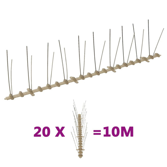 Berkfield 2-row Plastic Bird & Pigeon Spikes Set of 20 10 m