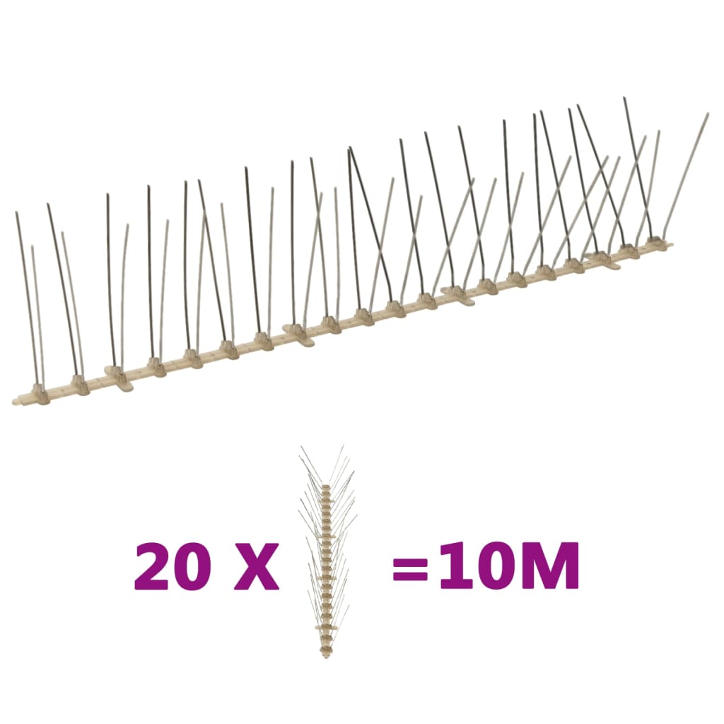 Berkfield 4-row Plastic Bird & Pigeon Spikes Set of 20 10 m