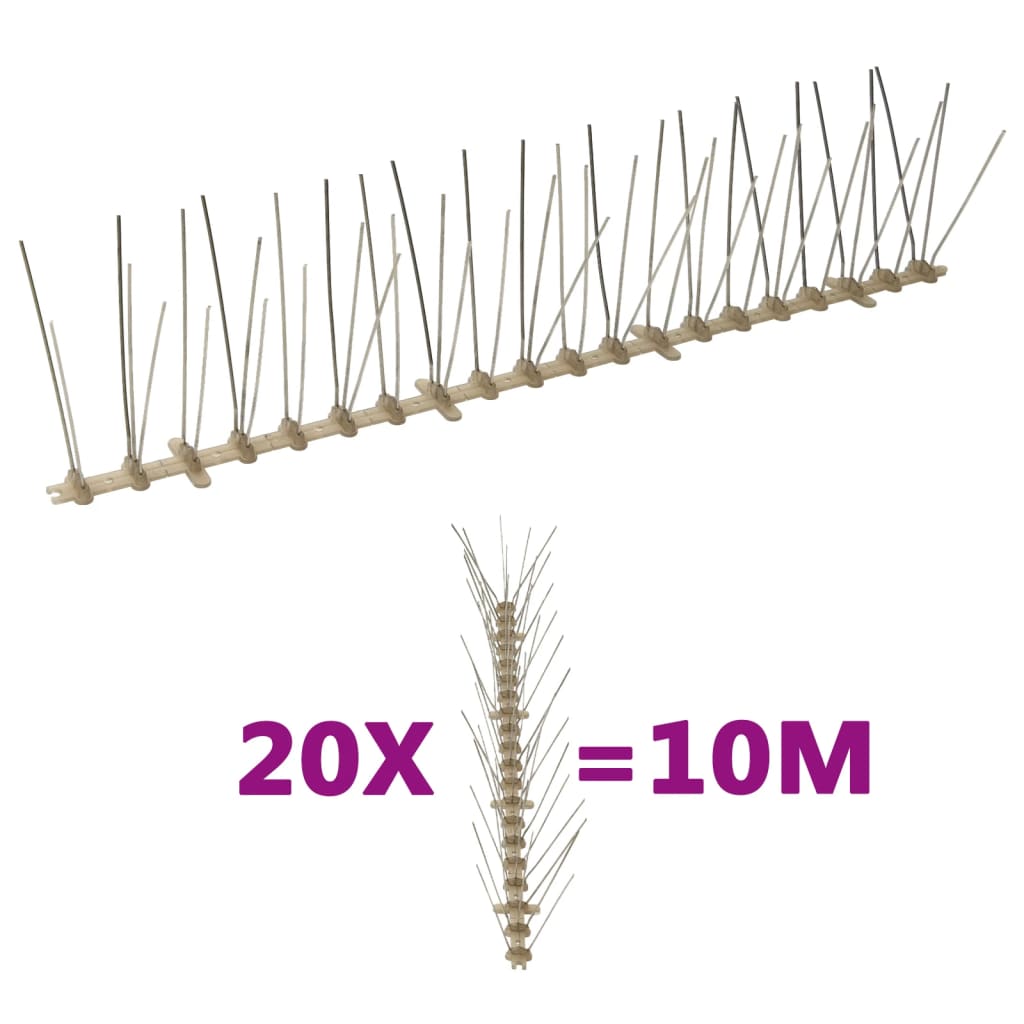 Berkfield 5-row Plastic Bird & Pigeon Spikes Set of 20 10 m