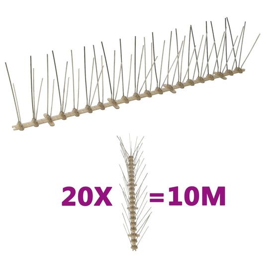 Berkfield 5-row Plastic Bird & Pigeon Spikes Set of 20 10 m