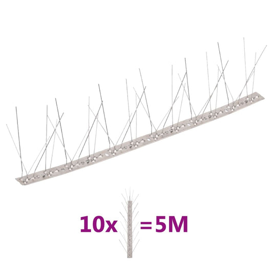 Berkfield 5-row Stainless Steel Bird & Pigeon Spikes Set of 10 5 m