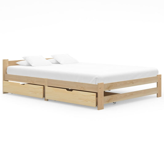 Berkfield Bed Frame with 2 Drawers Solid Pinewood 140x200 cm