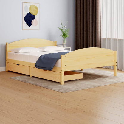 Berkfield Bed Frame with 2 Drawers Solid Wood Pine 160x200 cm