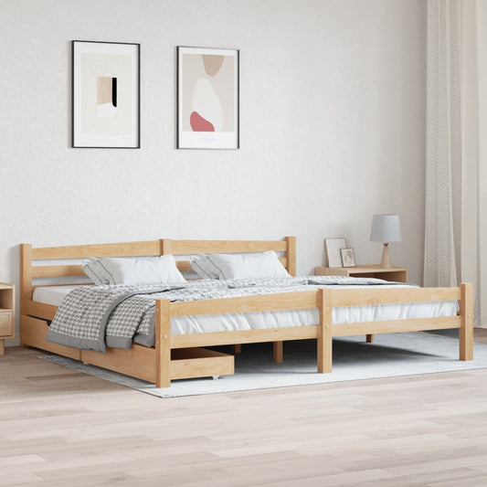 Berkfield Bed Frame with 2 Drawers Solid Pinewood 200x200 cm