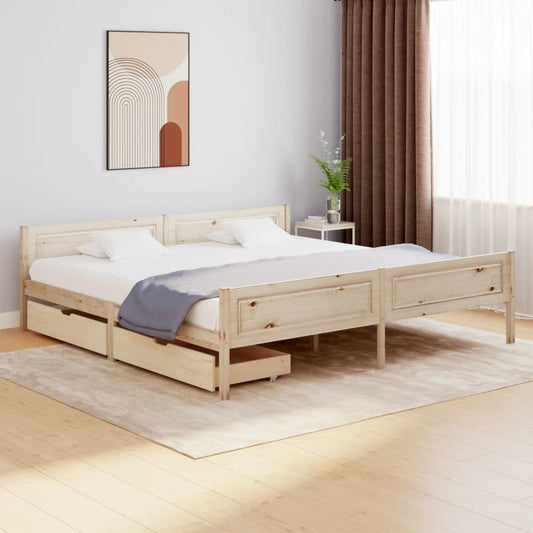 Berkfield Bed Frame with 2 Drawers Solid Wood Pine 200x200 cm