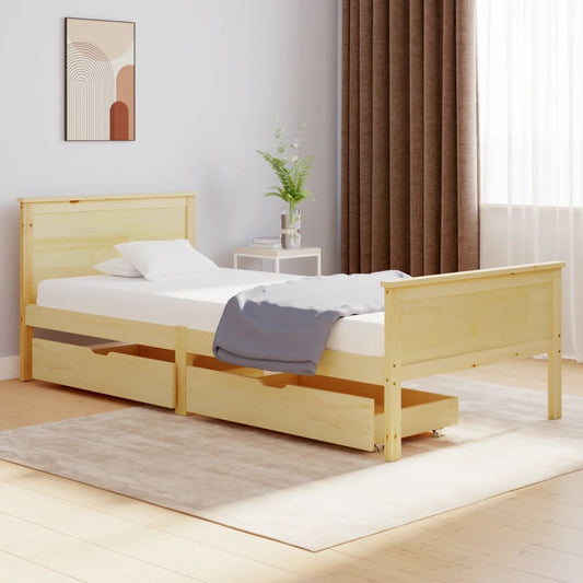 Berkfield Bed Frame with 2 Drawers Solid Wood Pine 90x200 cm