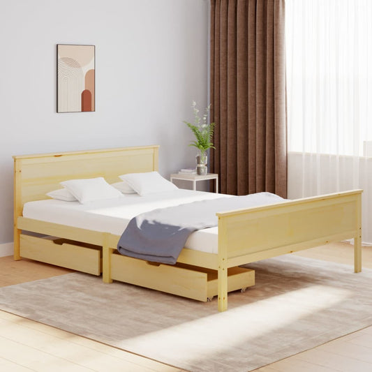 Berkfield Bed Frame with 2 Drawers Solid Wood Pine 160x200 cm