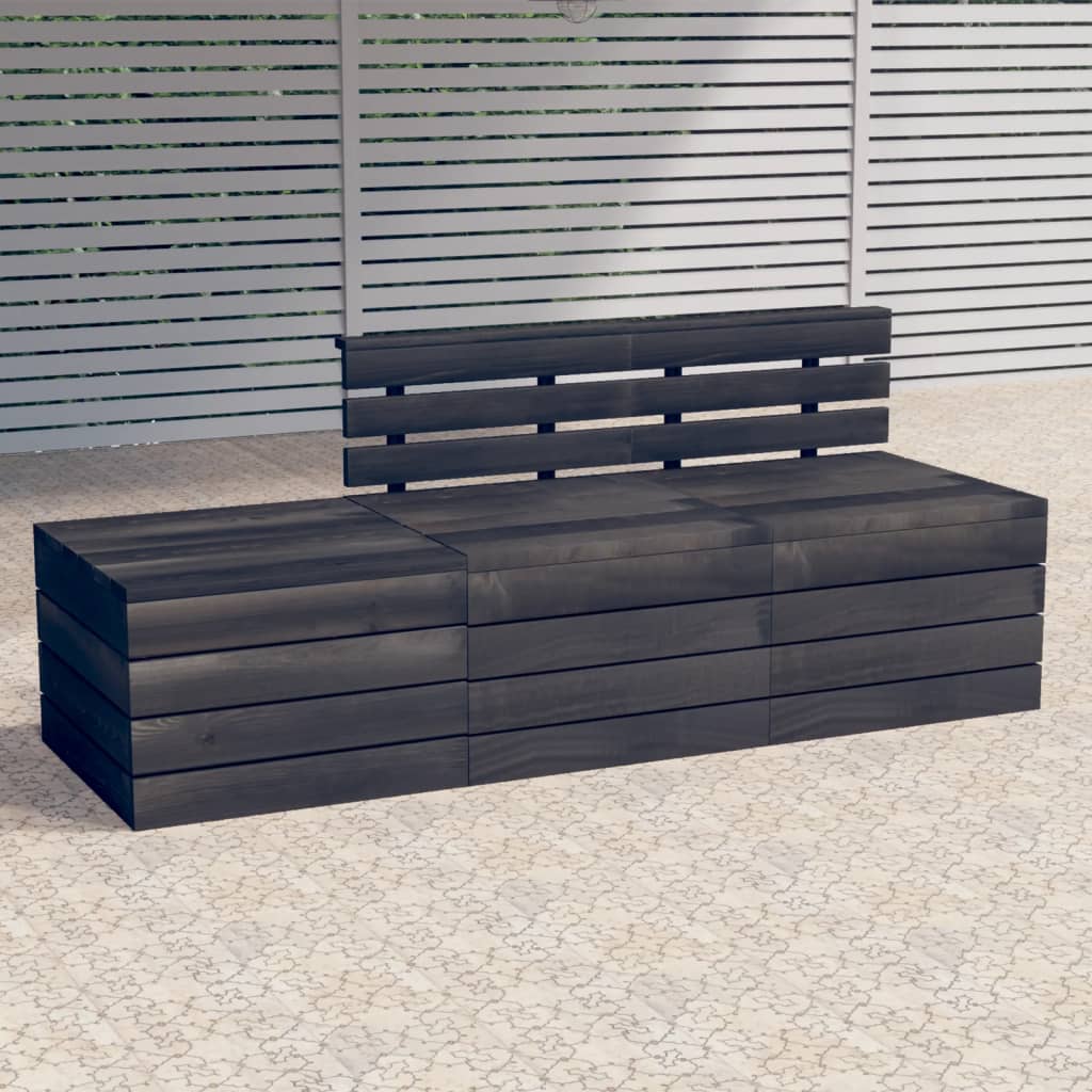 Berkfield 3 Piece Garden Pallet Lounge Set Solid Pinewood Dark Grey