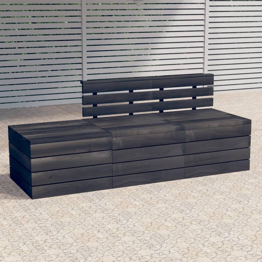 Berkfield 3 Piece Garden Pallet Lounge Set Solid Pinewood Dark Grey