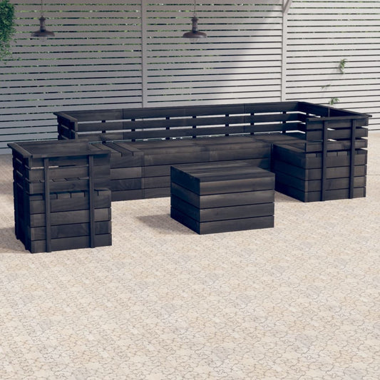 Berkfield 7 Piece Garden Pallet Lounge Set Solid Pinewood Dark Grey