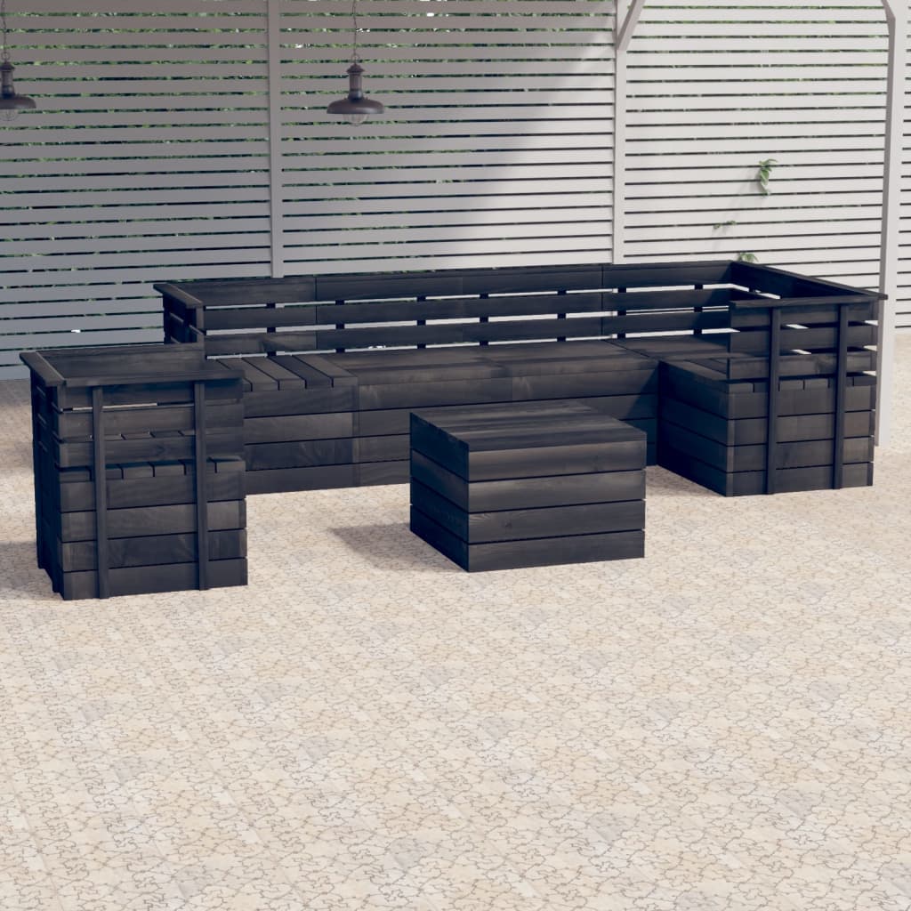 Berkfield 7 Piece Garden Pallet Lounge Set Solid Pinewood Dark Grey