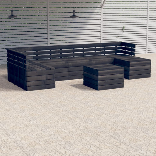 Berkfield 8 Piece Garden Pallet Lounge Set Solid Pinewood Dark Grey