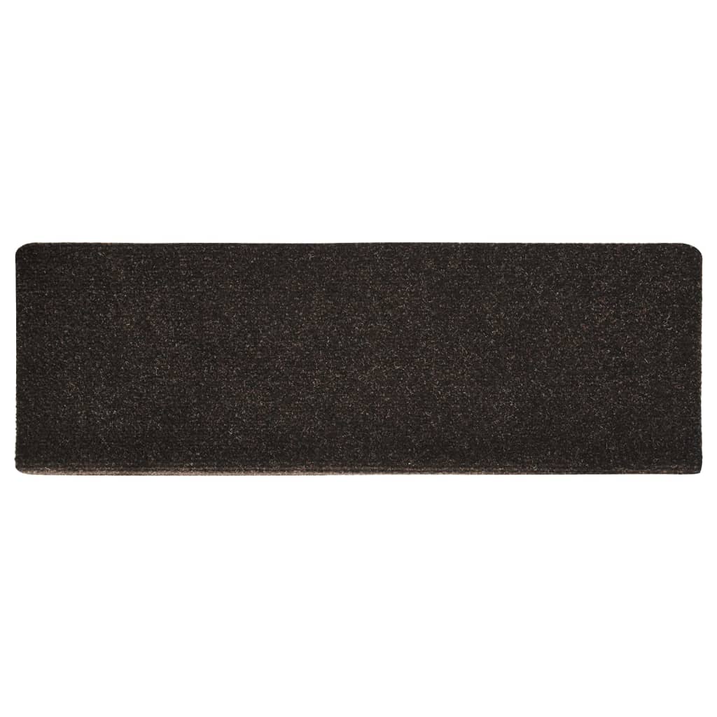 Berkfield Stair Mats 15 pcs Needle Punch 65x21x4 cm Dark Brown