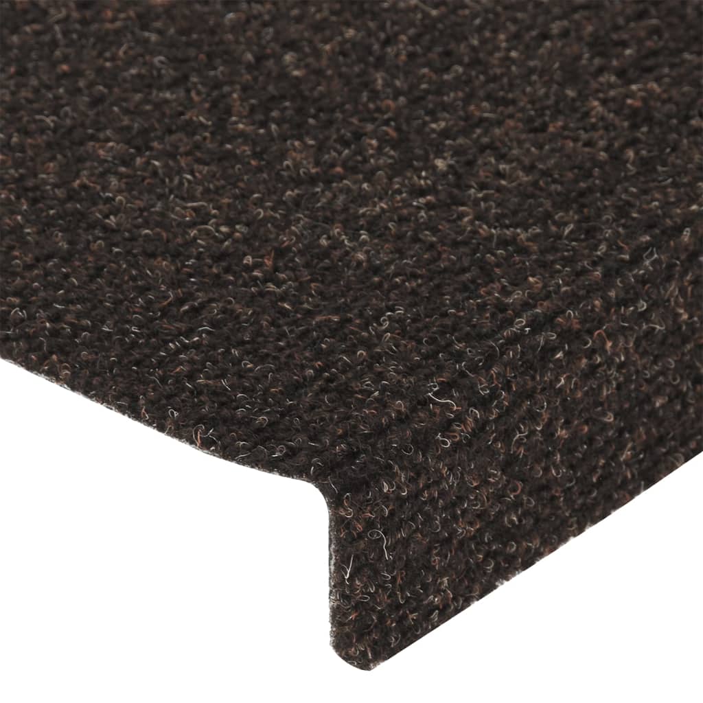 Berkfield Stair Mats 15 pcs Needle Punch 65x21x4 cm Dark Brown