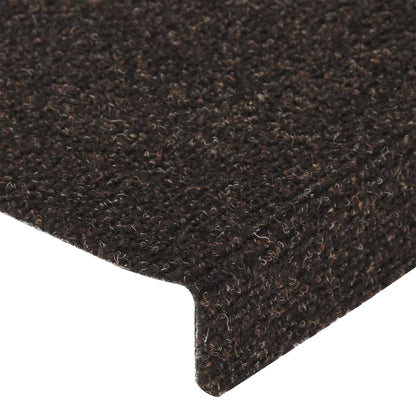 Berkfield Stair Mats 15 pcs Needle Punch 65x21x4 cm Dark Brown