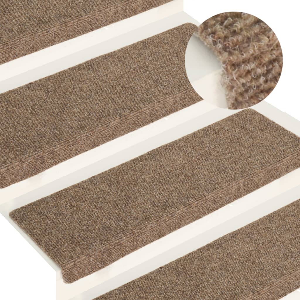 Berkfield Stair Mats 15 pcs Needle Punch 65x21x4 cm Cream