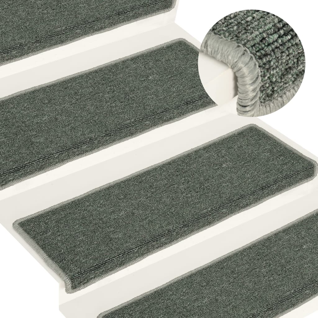 Berkfield Carpet Stair Treads 15 pcs 65x21x4 cm Green