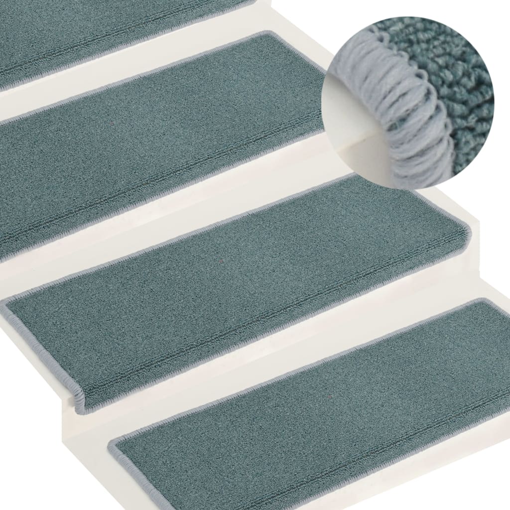 Berkfield Carpet Stair Treads 15 pcs 65x21x4 cm Blue