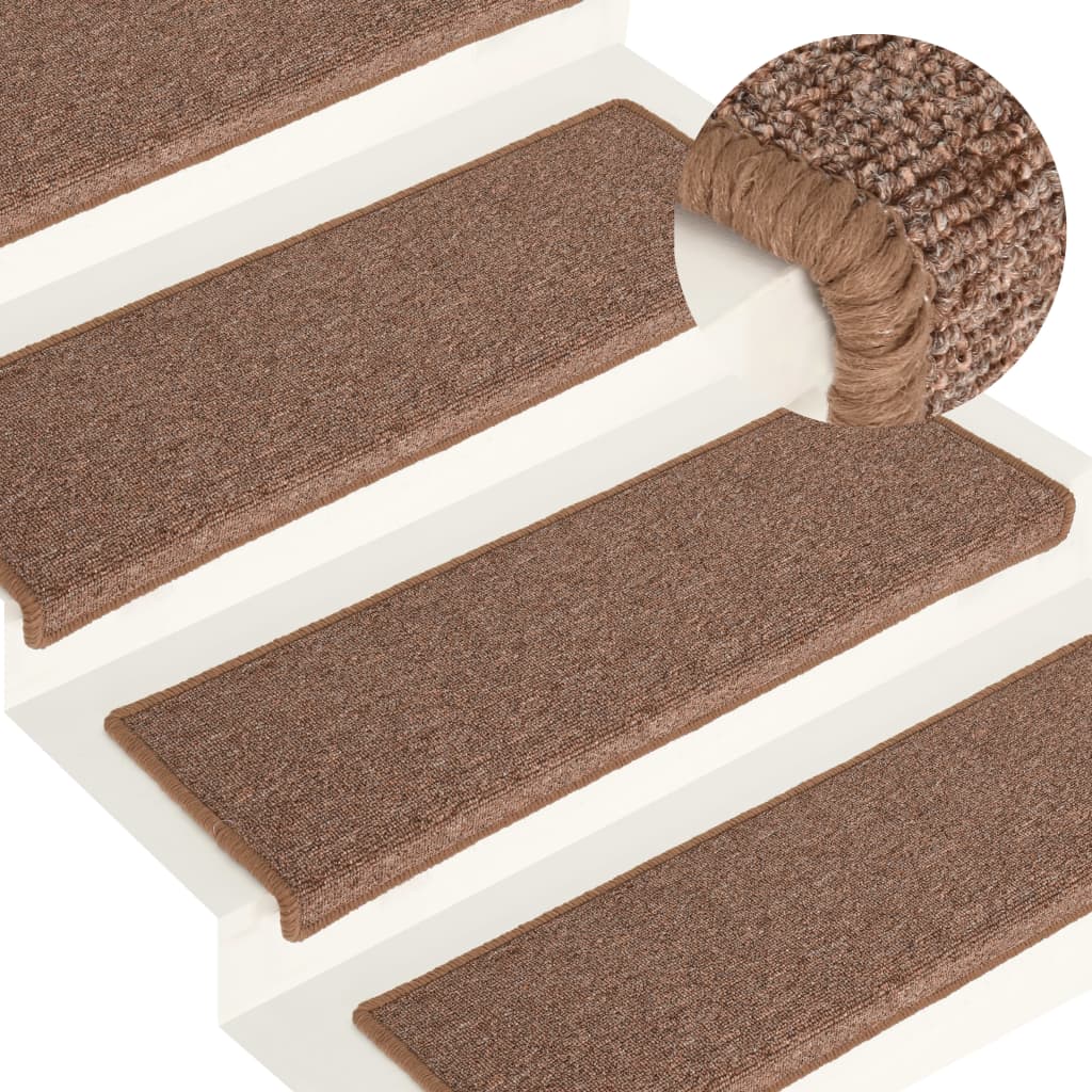 Berkfield Carpet Stair Treads 15 pcs 65x21x4 cm Brown