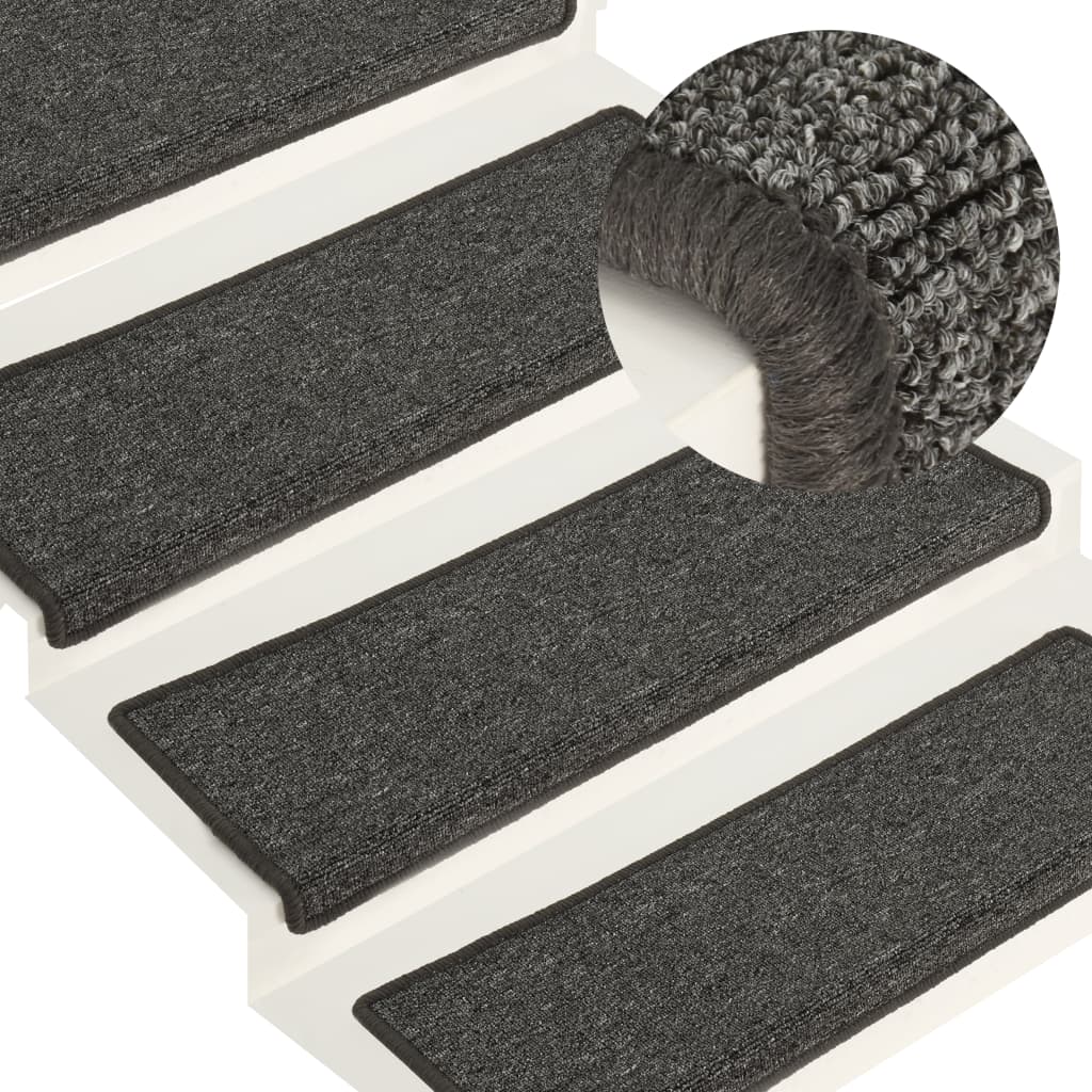 Berkfield Carpet Stair Treads 15 pcs 65x21x4 cm Grey and Black