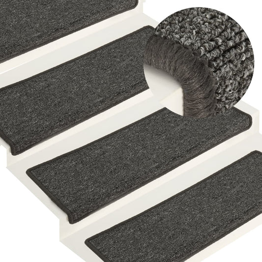Berkfield Carpet Stair Treads 15 pcs 65x21x4 cm Grey and Black