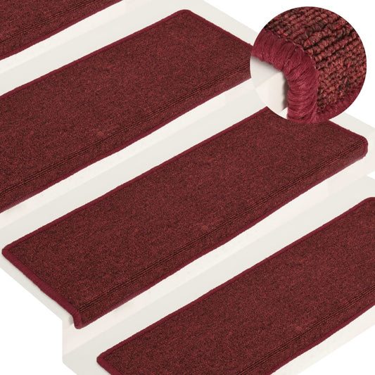 Berkfield Carpet Stair Treads 15 pcs 65x21x4 cm Matte Red