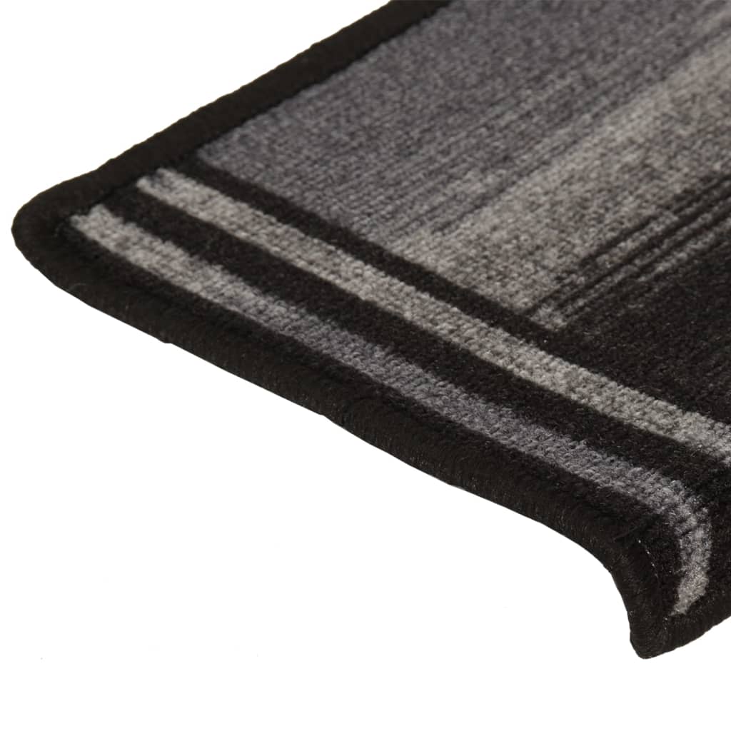 Berkfield Stair Mats Self-adhesive 15 pcs 65x21x4 cm Black and Grey
