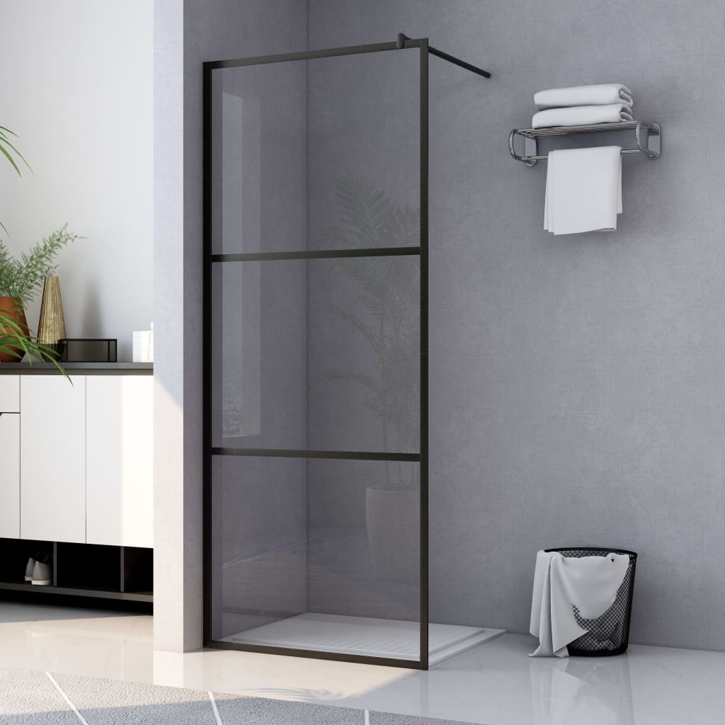 Berkfield Walk-in Shower Wall with Clear ESG Glass Black 115x195 cm