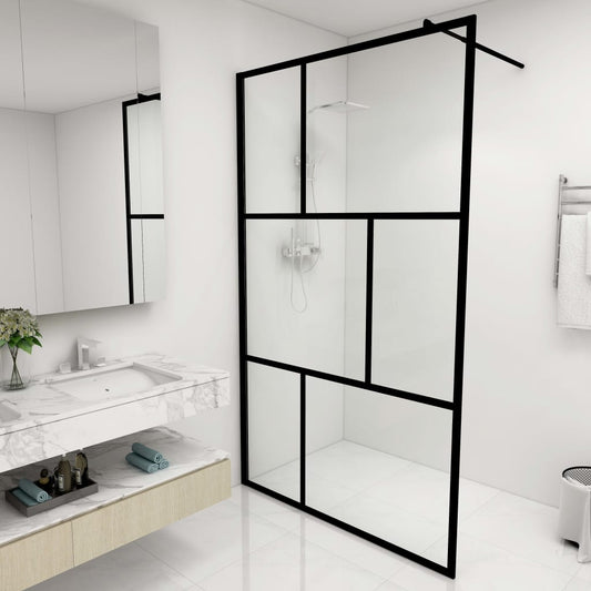 Berkfield Walk-in Shower Wall with Tempered Glass Black 115x195 cm
