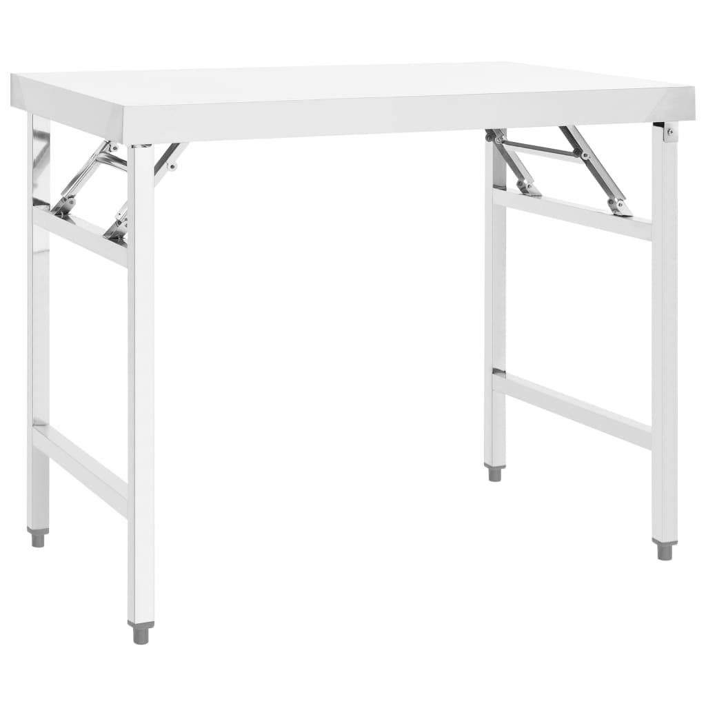 Berkfield Kitchen Folding Work Table 100x60x80 cm Stainless Steel