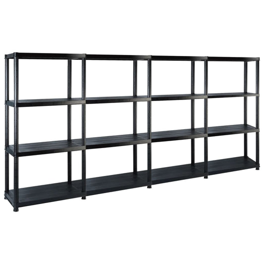Berkfield Storage Shelf 4-Tier Black 244x30.5x130 cm Plastic