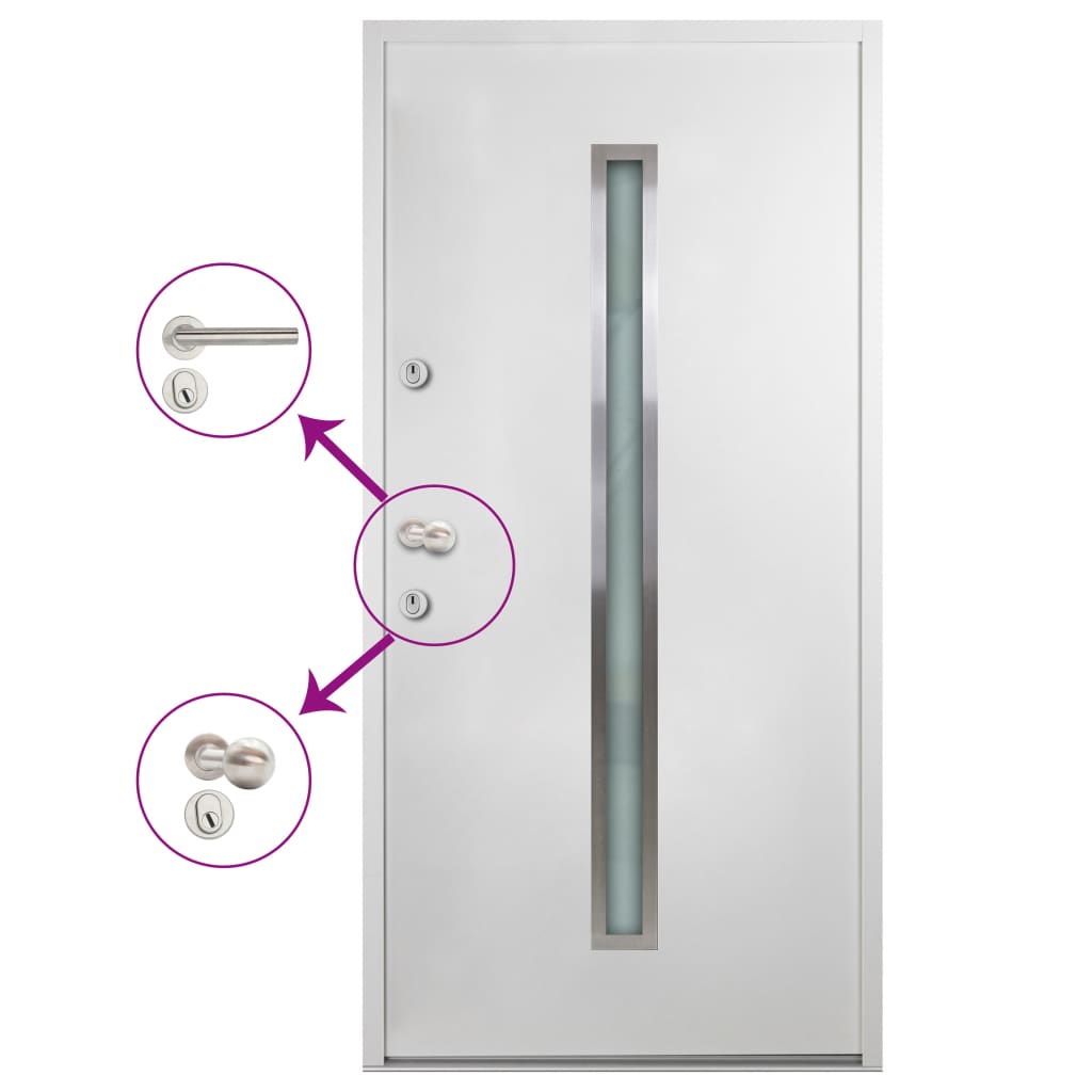 Berkfield Aluminium Front Door White 100x200 cm