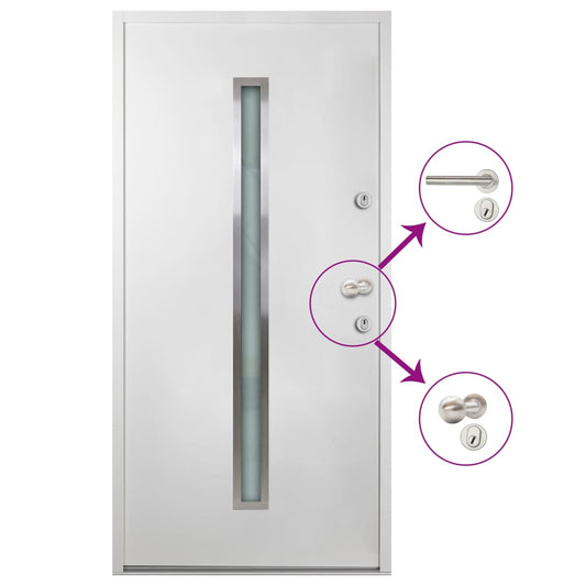 Berkfield Aluminium Front Door White 110x207.5 cm