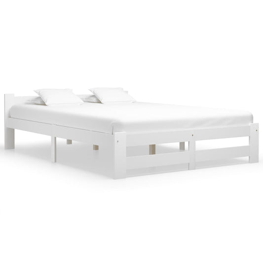 Berkfield Bed Frame White Solid Pine Wood 120x200 cm