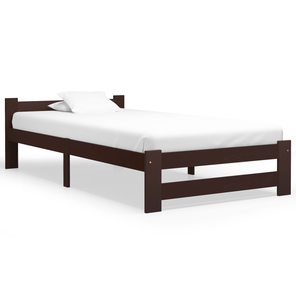 Berkfield Bed Frame Dark Brown Solid Pine Wood 100x200 cm