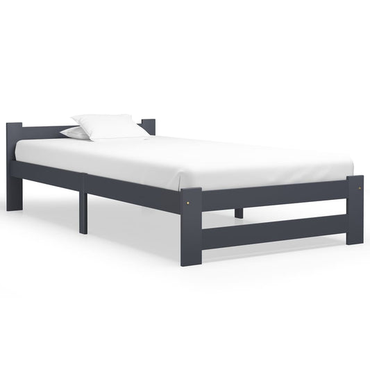 Berkfield Bed Frame Dark Grey Solid Pine Wood 90x200 cm