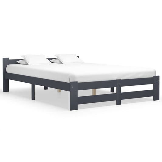 Berkfield Bed Frame Dark Grey Solid Pine Wood 140x200 cm