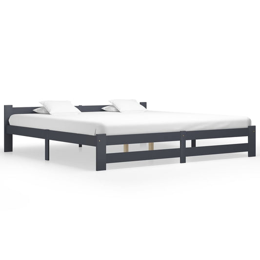 Berkfield Bed Frame Dark Grey Solid Pine Wood 200x200 cm