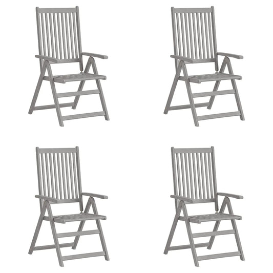 Berkfield Garden Reclining Chairs 4 pcs Grey Solid Acacia Wood