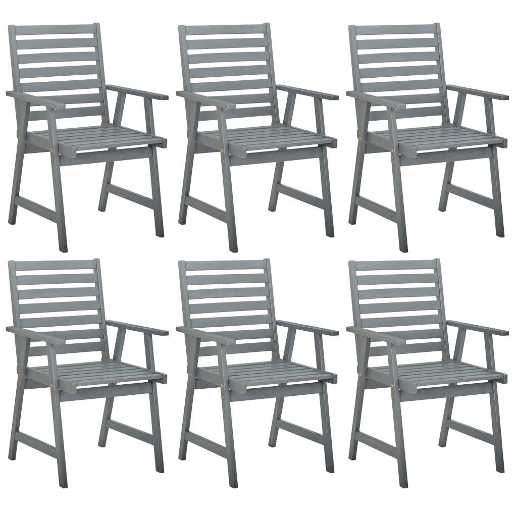 Berkfield Outdoor Dining Chairs 6 pcs Grey Solid Acacia Wood