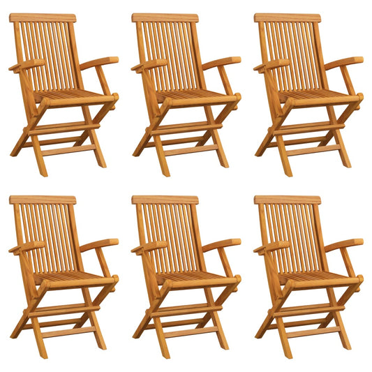 Berkfield Folding Garden Chairs 6 pcs Solid Teak Wood
