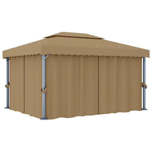 Berkfield Gazebo with Curtain 4x3 m Taupe Aluminium