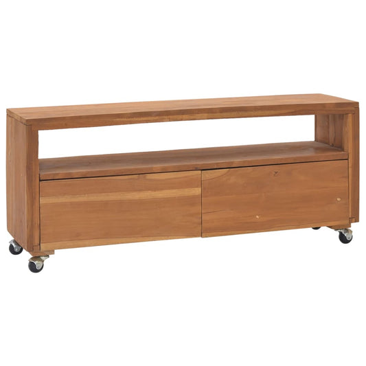 Berkfield TV Cabinet with Wheels 110x30x40 cm Solid Teak Wood