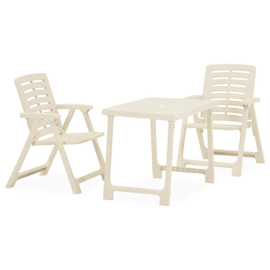 Berkfield 3 Piece Folding Bistro Set Plastic White