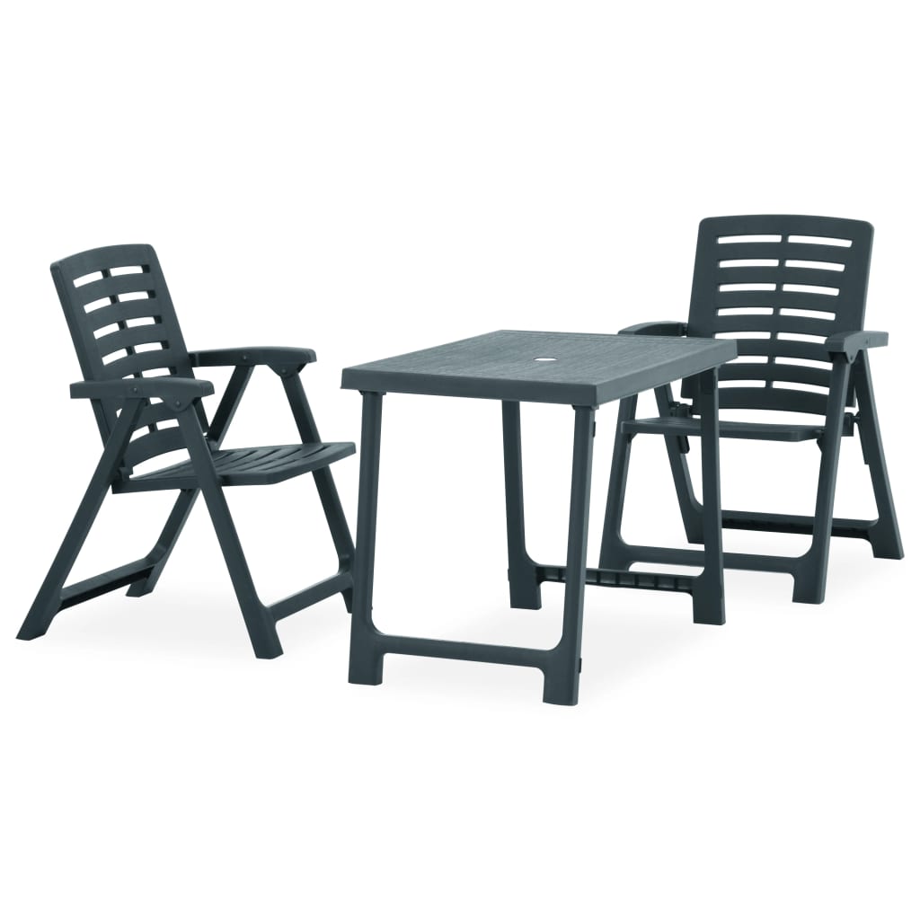 Berkfield 3 Piece Folding Bistro Set Plastic Green